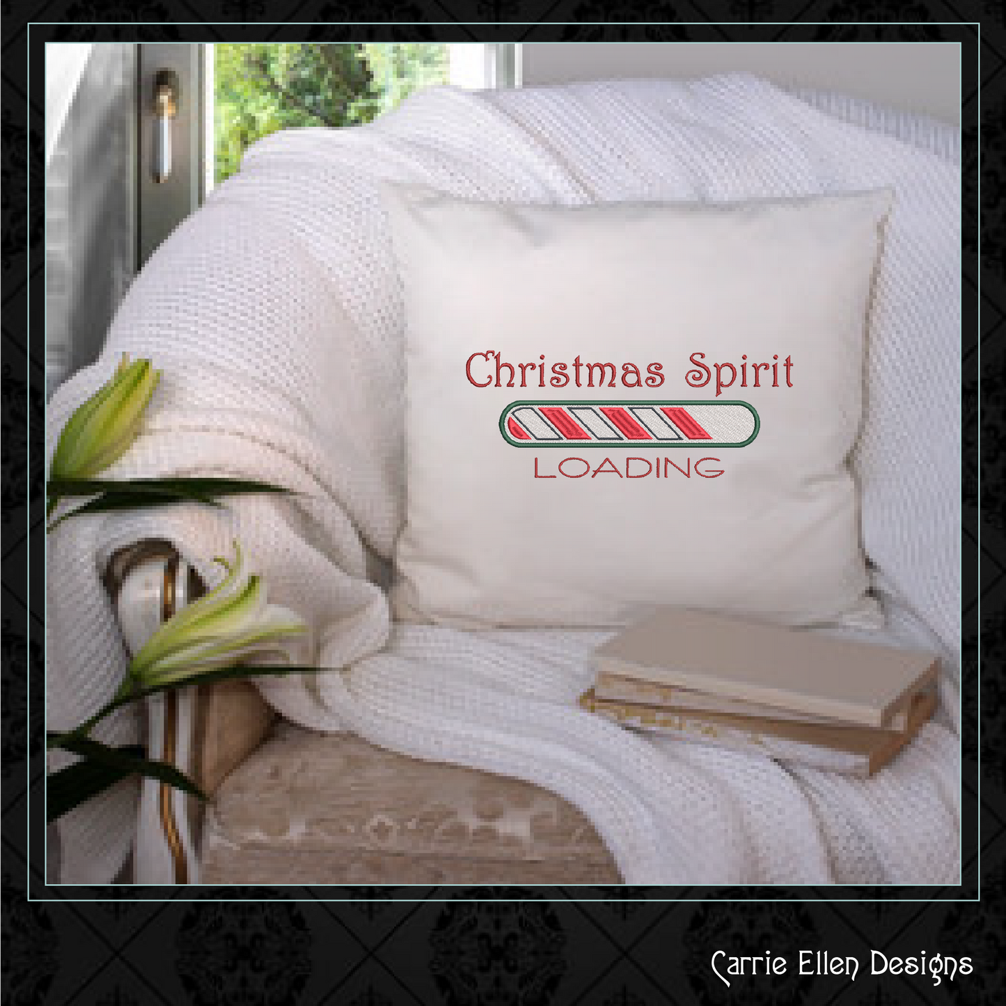 Christmas Spirit Loading Machine Embroidery Design – Holiday Tech Theme, 8 Sizes (1091)