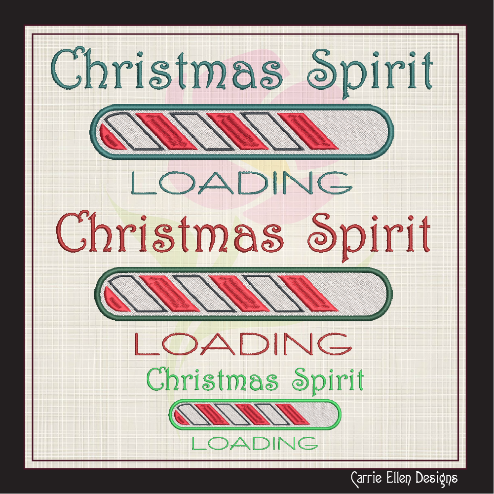 Christmas Spirit Loading Machine Embroidery Design – Holiday Tech Theme, 8 Sizes (1091)