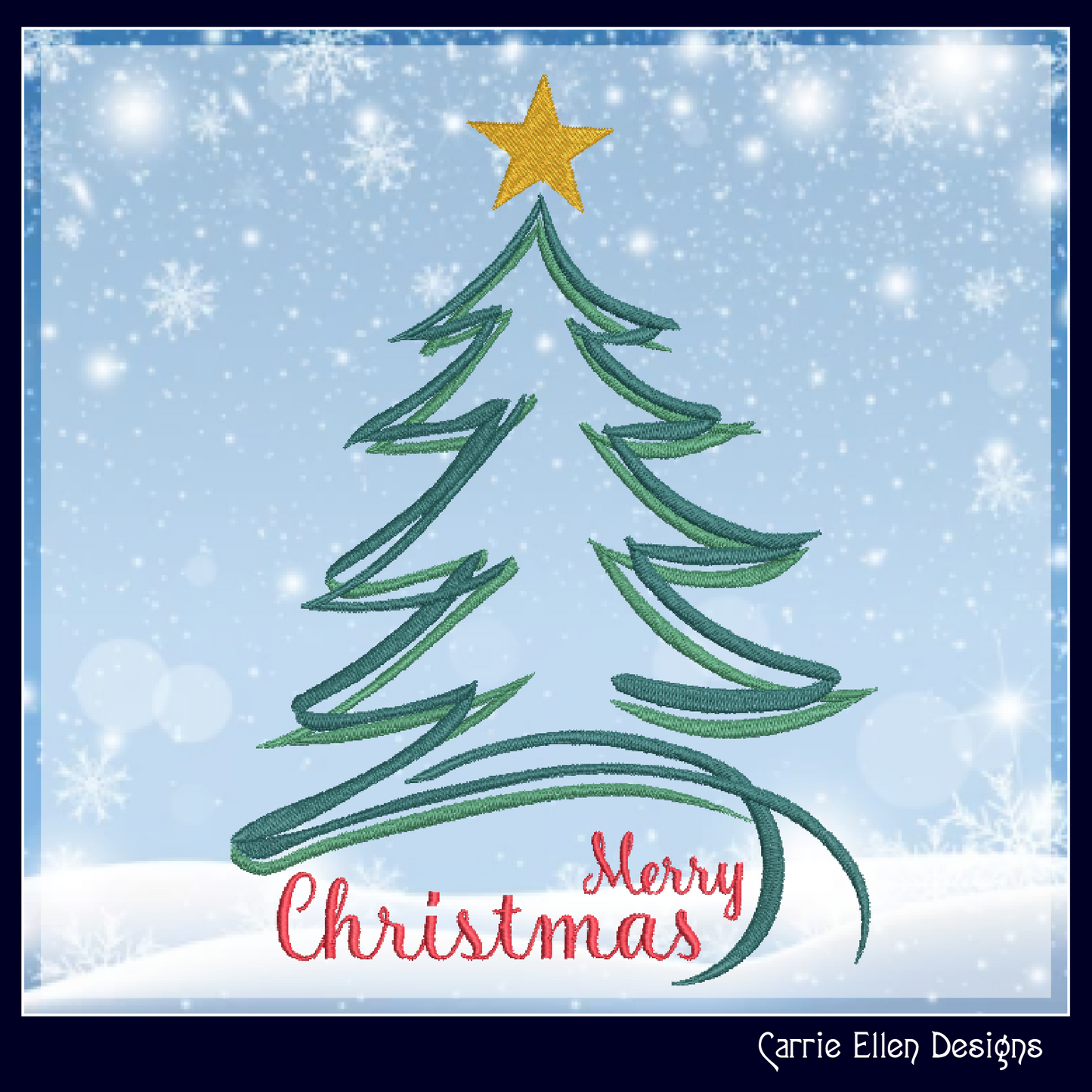 Christmas Machine Embroidery Design – Christmas Tree Holiday Pattern – Festive Embroidery in 6 Sizes (1172)
