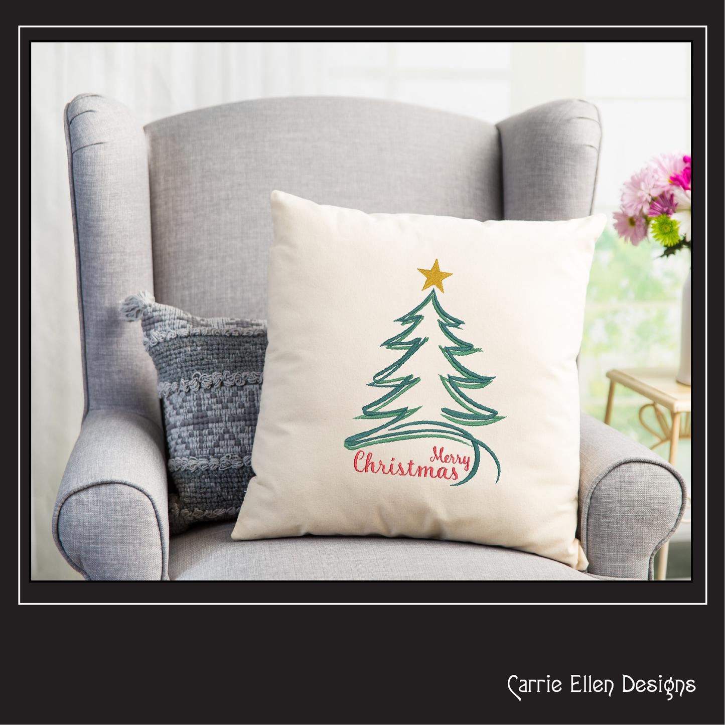 Christmas Machine Embroidery Design – Christmas Tree Holiday Pattern – Festive Embroidery in 6 Sizes (1172)