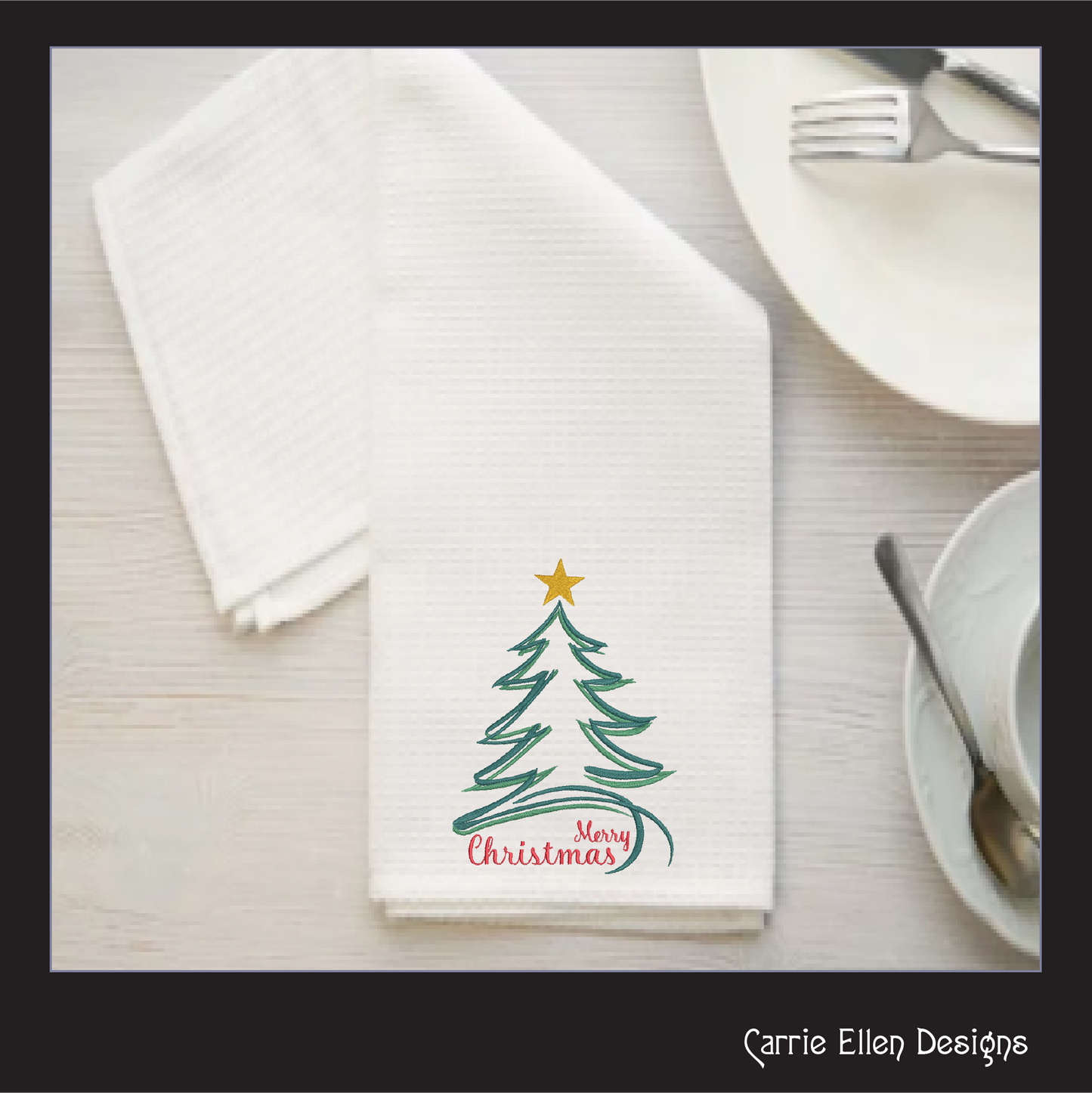 Christmas Machine Embroidery Design – Christmas Tree Holiday Pattern – Festive Embroidery in 6 Sizes (1172)