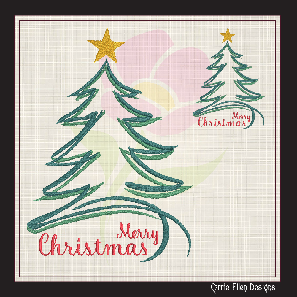 Christmas Machine Embroidery Design – Christmas Tree Holiday Pattern – Festive Embroidery in 6 Sizes (1172)