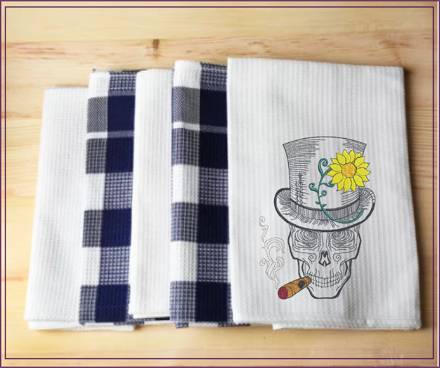 Skeleton Machine Embroidery Design | Cigar Smoking Skull | Dia De Los Muertos Mexican Holiday | 6 Sizes (0962)