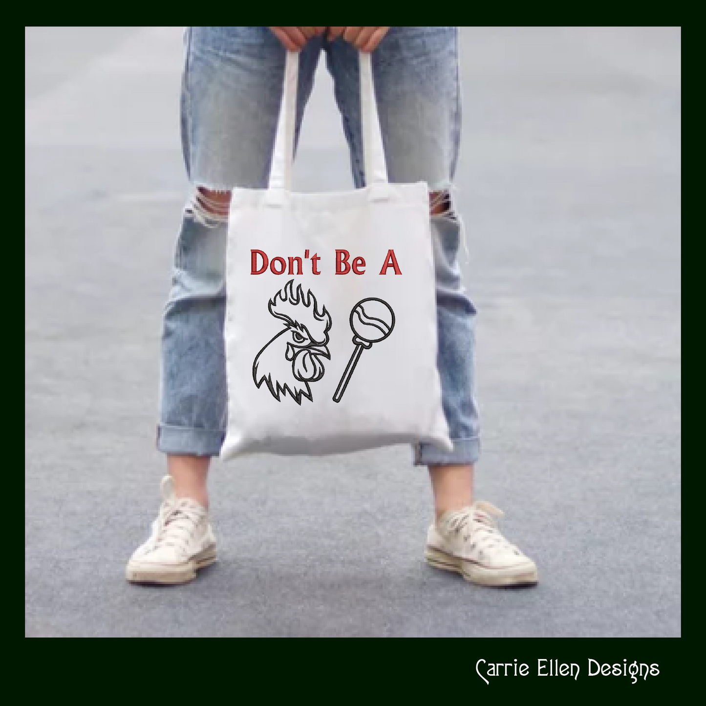 Don’t Be A Cock Sucker – Snarky Machine Embroidery Design | Rooster & Lollipop Idiom Outline Pattern, 6 Sizes (3231)