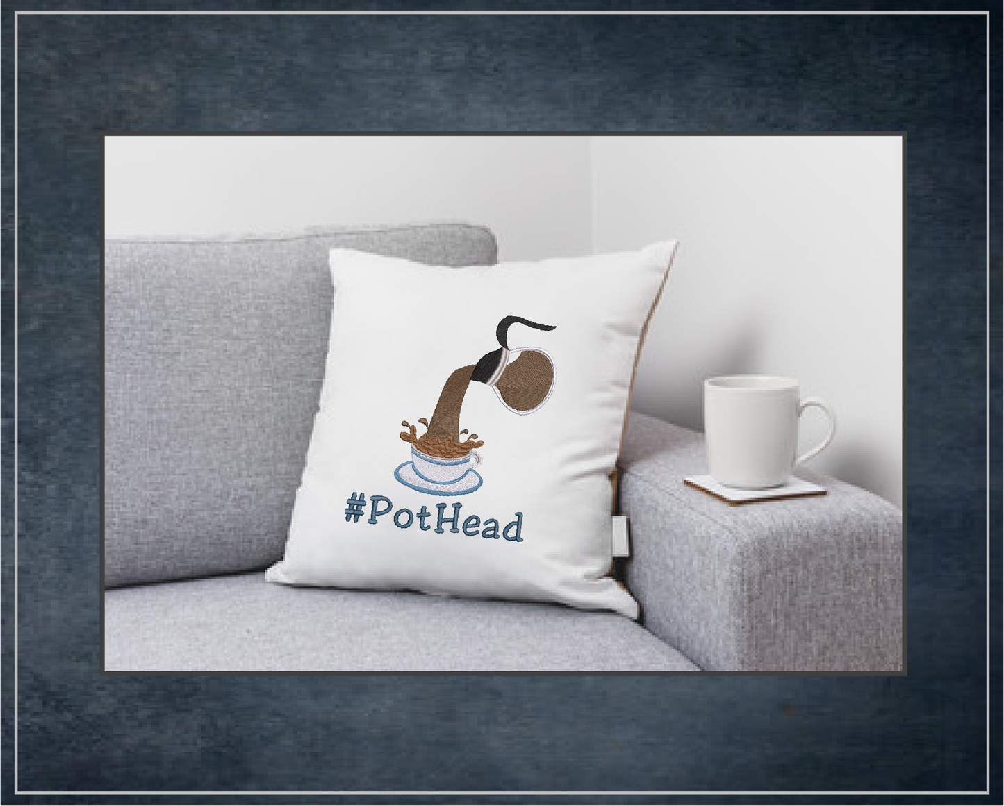 Coffee Embroidery Design – Coffee Pot and Cup Pattern – Coffee Lover Machine Embroidery – 10 Sizes (0169)