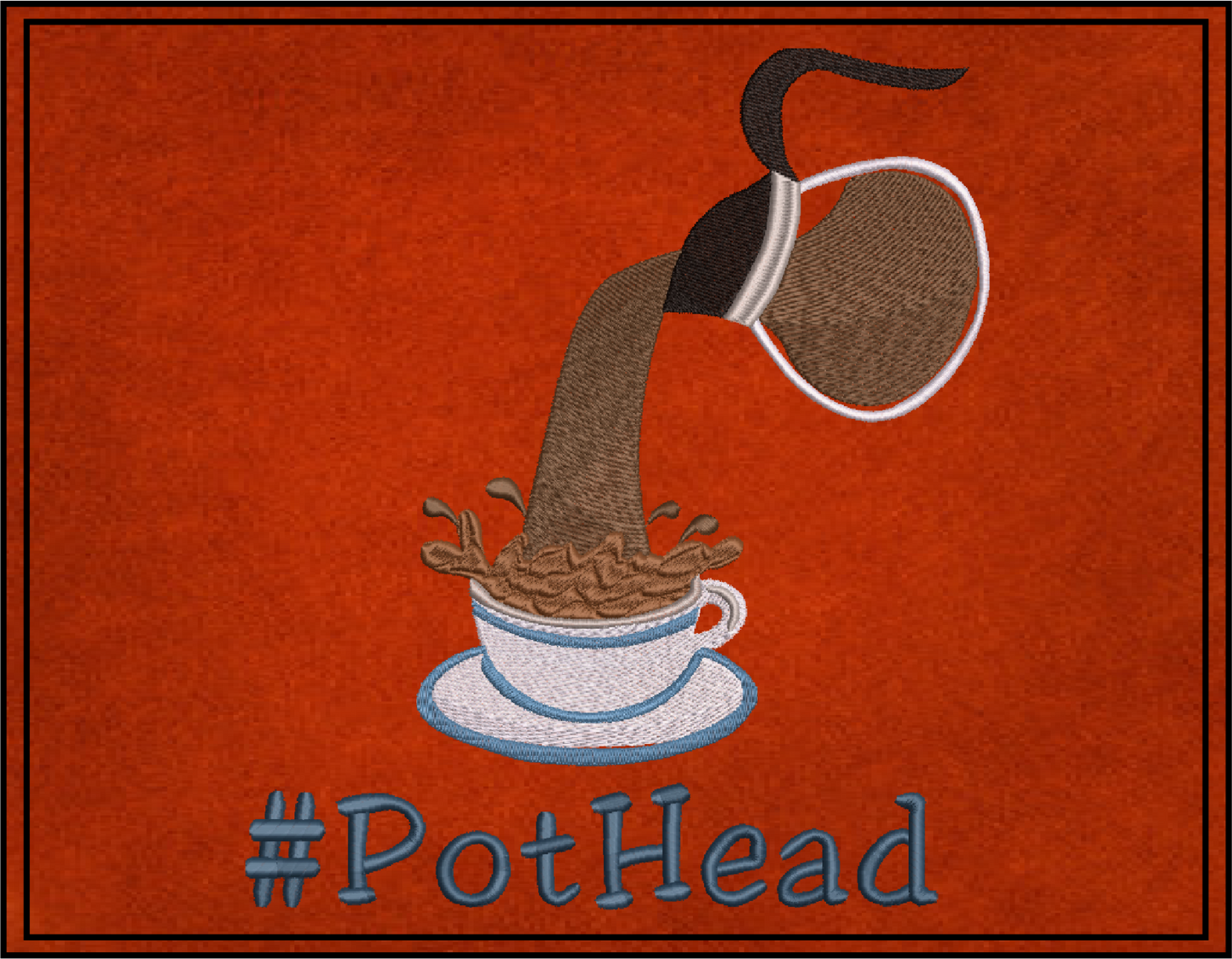 Coffee Embroidery Design – Coffee Pot and Cup Pattern – Coffee Lover Machine Embroidery – 10 Sizes (0169)