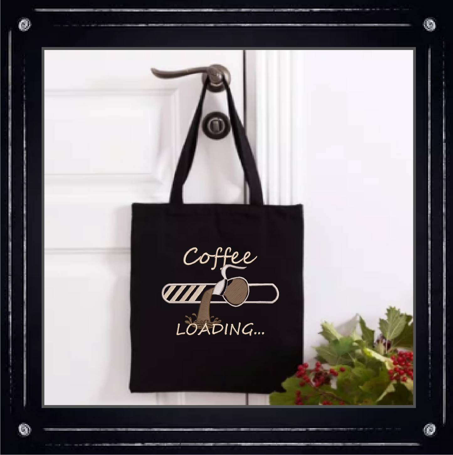 Coffee Loading Machine Embroidery Design | Loading Tech Bar Coffee Pot | Coffee Lover Gift | Hot Coffee Embroidery | 6 Sizes (0631)