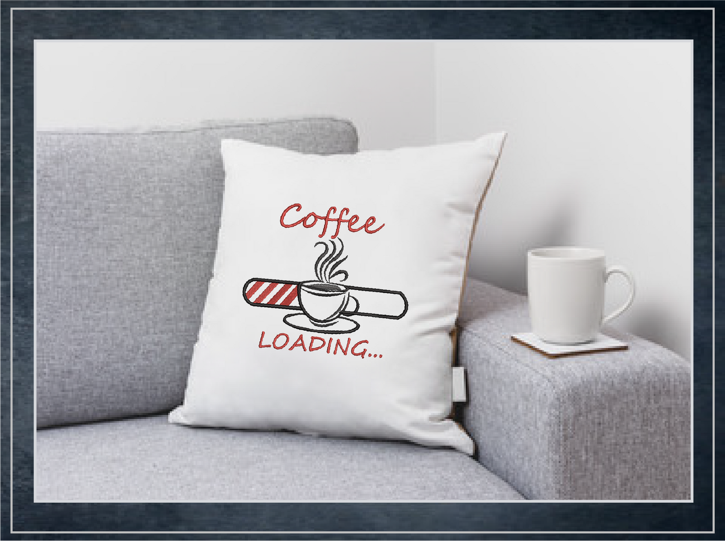 Coffee Loading Machine Embroidery Design | Loading Tech Bar Coffee Pot | Coffee Lover Gift | Hot Coffee Embroidery | 6 Sizes (0632)
