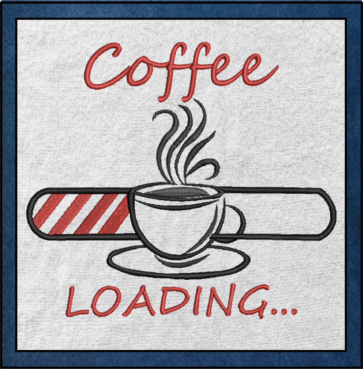 Coffee Loading Machine Embroidery Design | Loading Tech Bar Coffee Pot | Coffee Lover Gift | Hot Coffee Embroidery | 6 Sizes (0632)