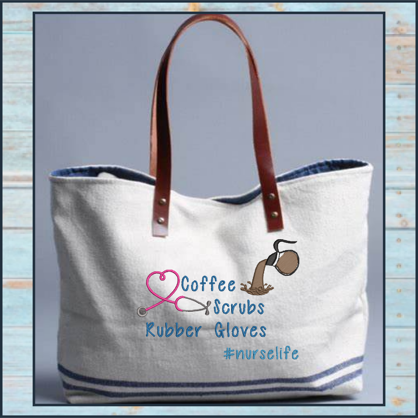 Coffee Scrubs and Rubber Gloves Machine Embroidery Design | NurseLife Embroidery | Nursing Sayings & Quotes | 6 Sizes (0752)