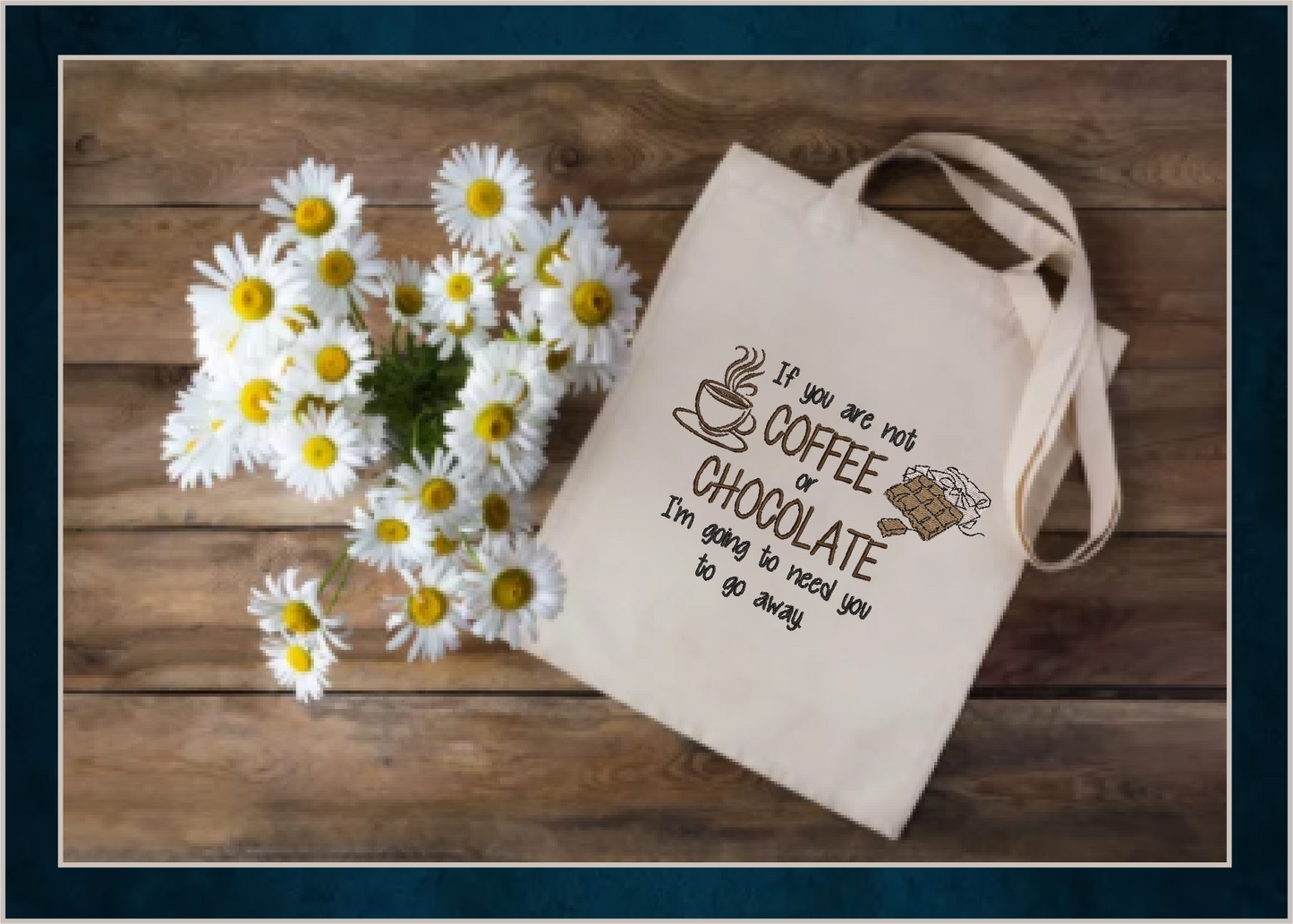 Coffee or Chocolate? Funny Machine Embroidery Design Saying – Snarky Quote for Décor & Gifts, 4 Sizes (0460)