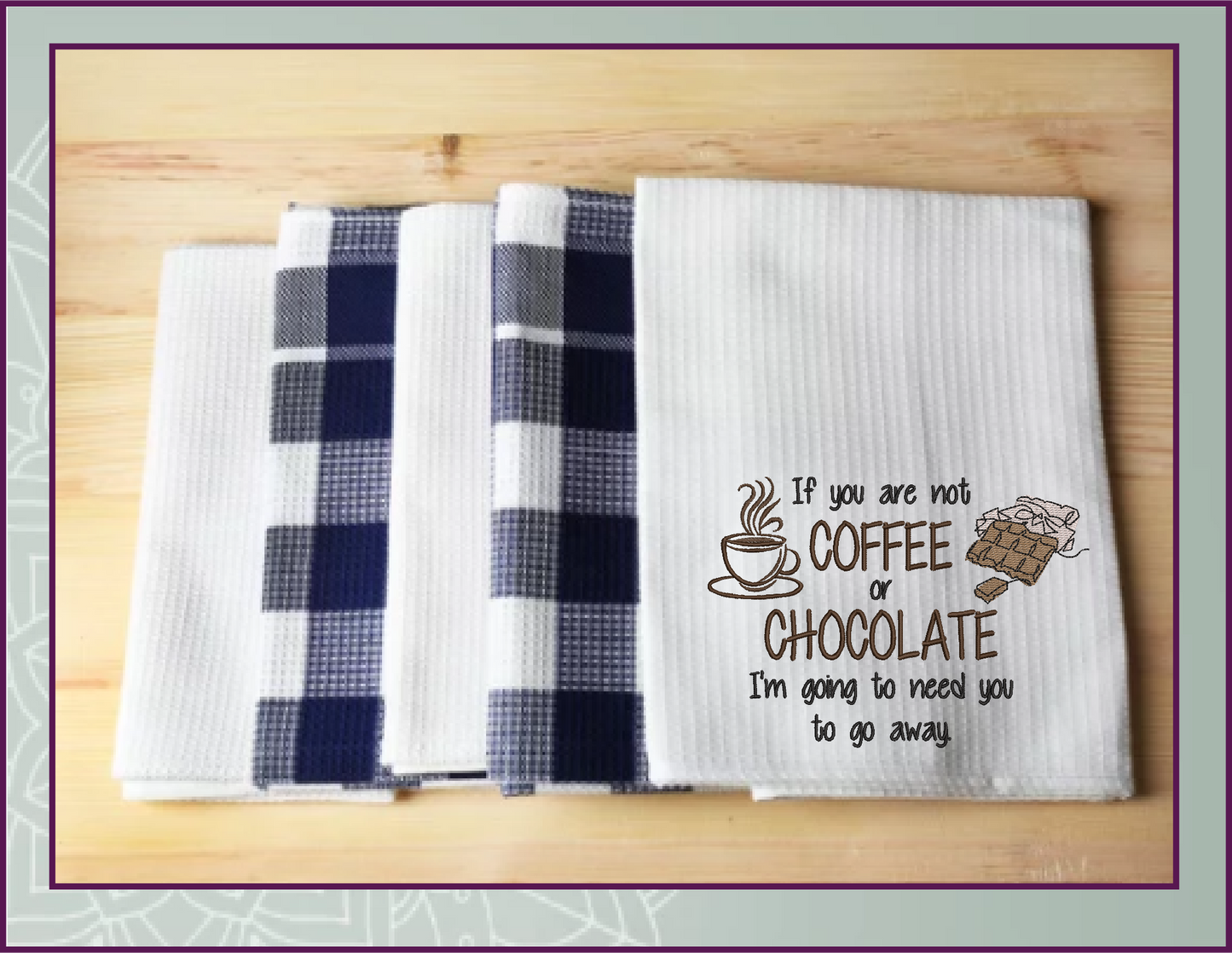 Coffee or Chocolate? Funny Machine Embroidery Design Saying – Snarky Quote for Décor & Gifts, 4 Sizes (0460)