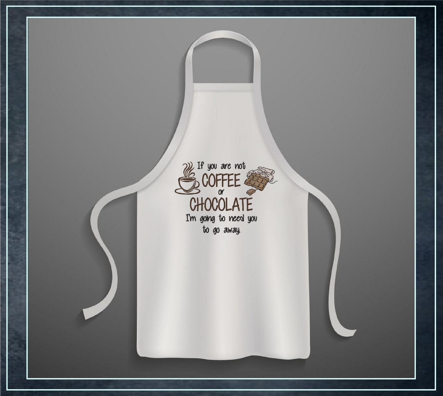 Coffee or Chocolate? Funny Machine Embroidery Design Saying – Snarky Quote for Décor & Gifts, 4 Sizes (0460)