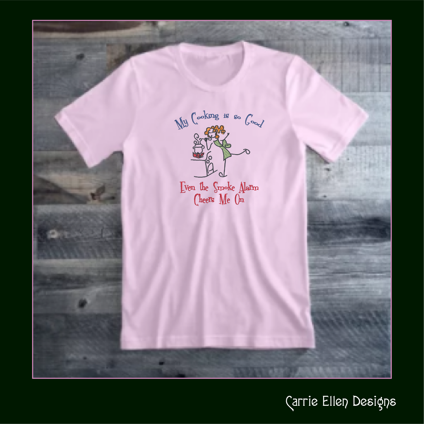 Cooking So Good Smoke Alarm Cheers Embroidery Design – Funny Cooking Cartoon Saying for Kitchen Aprons, 8 Sizes (1076)