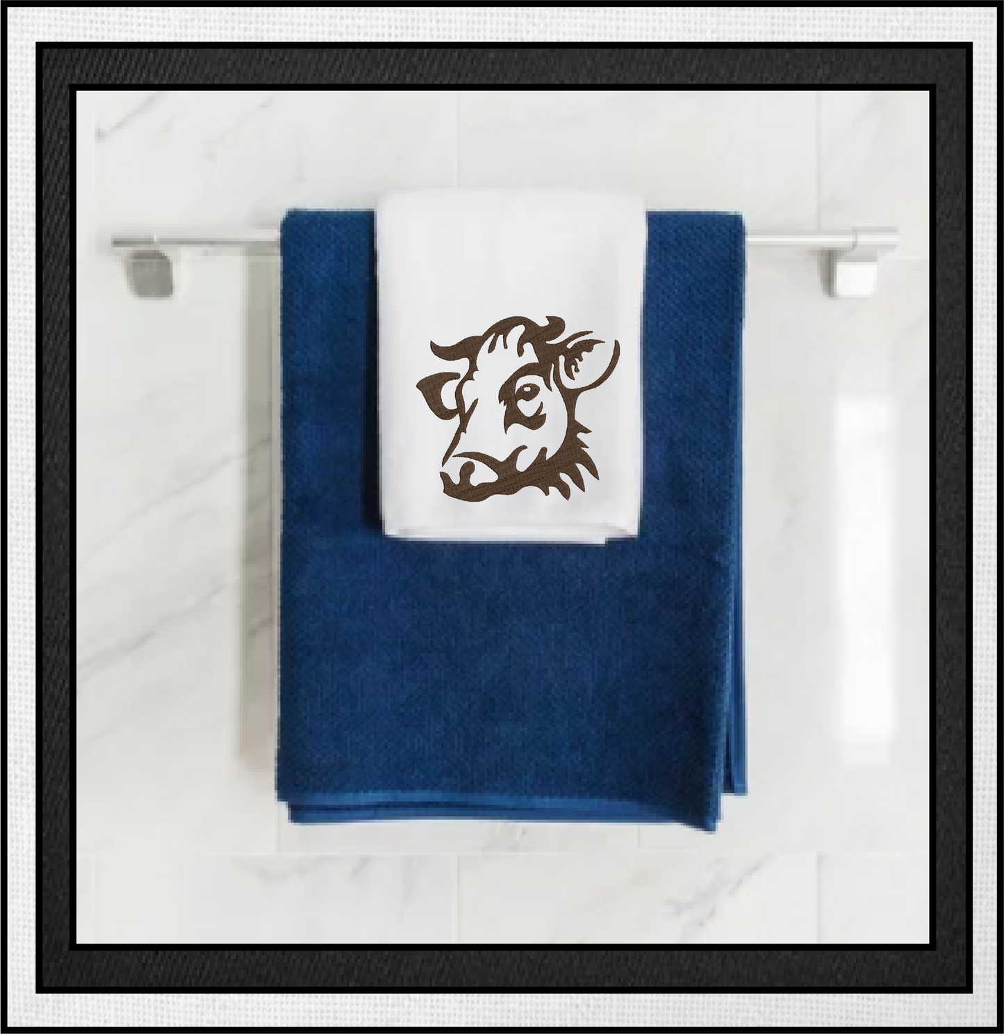 Cow Machine Embroidery Design – Cow Head Silhouette Pattern, Farm Animal Embroidery, Country Farm Décor, 6 Sizes (0455)