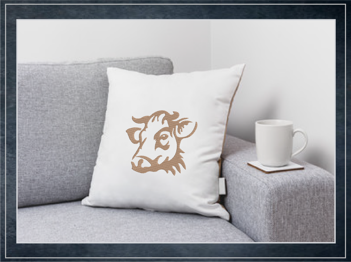 Cow Machine Embroidery Design – Cow Head Silhouette Pattern, Farm Animal Embroidery, Country Farm Décor, 6 Sizes (0455)