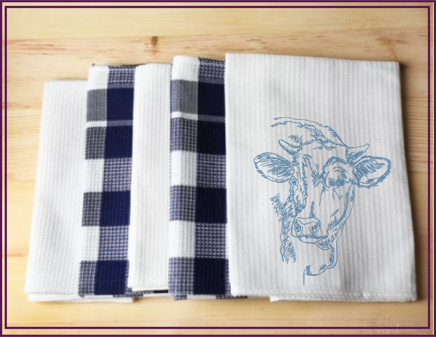 Cow Profile Embroidery Sketch Design – Farm Animal Line Art – Machine Embroidery File, 6 Sizes (0667)