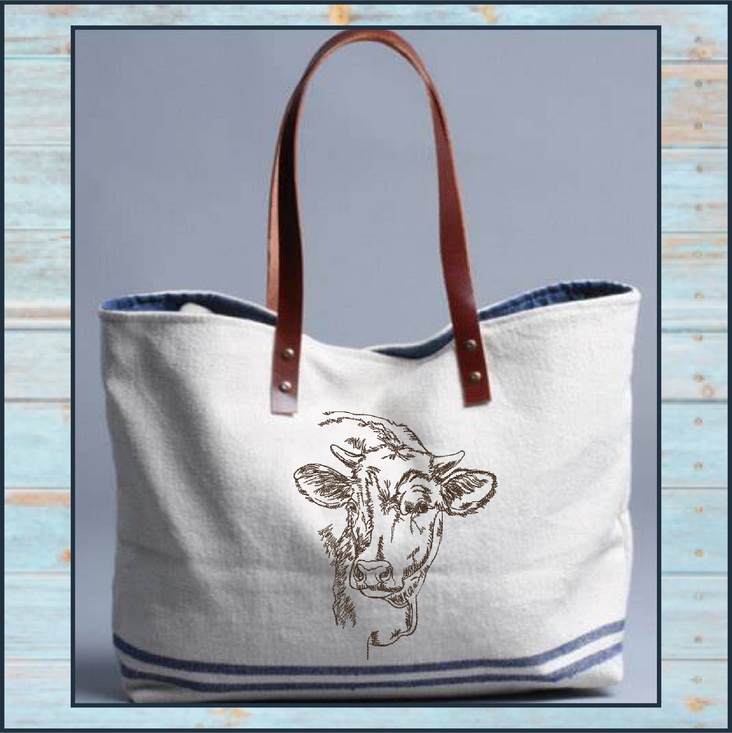 Cow Profile Embroidery Sketch Design – Farm Animal Line Art – Machine Embroidery File, 6 Sizes (0667)