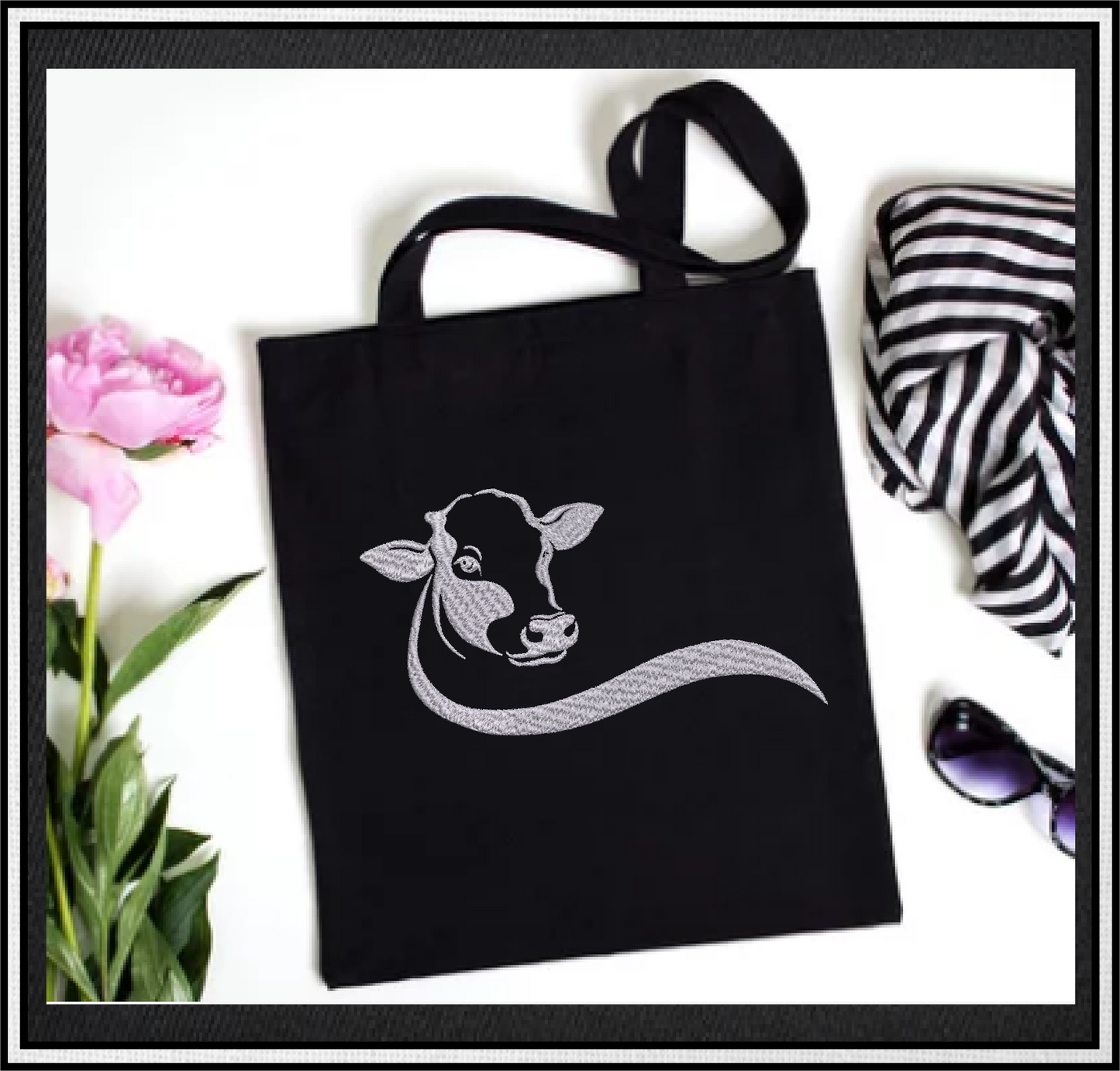 Cow Machine Embroidery Design, Bull Embroidery Pattern, Farm Animal Embroidery Pattern, 4 Sizes (0453)