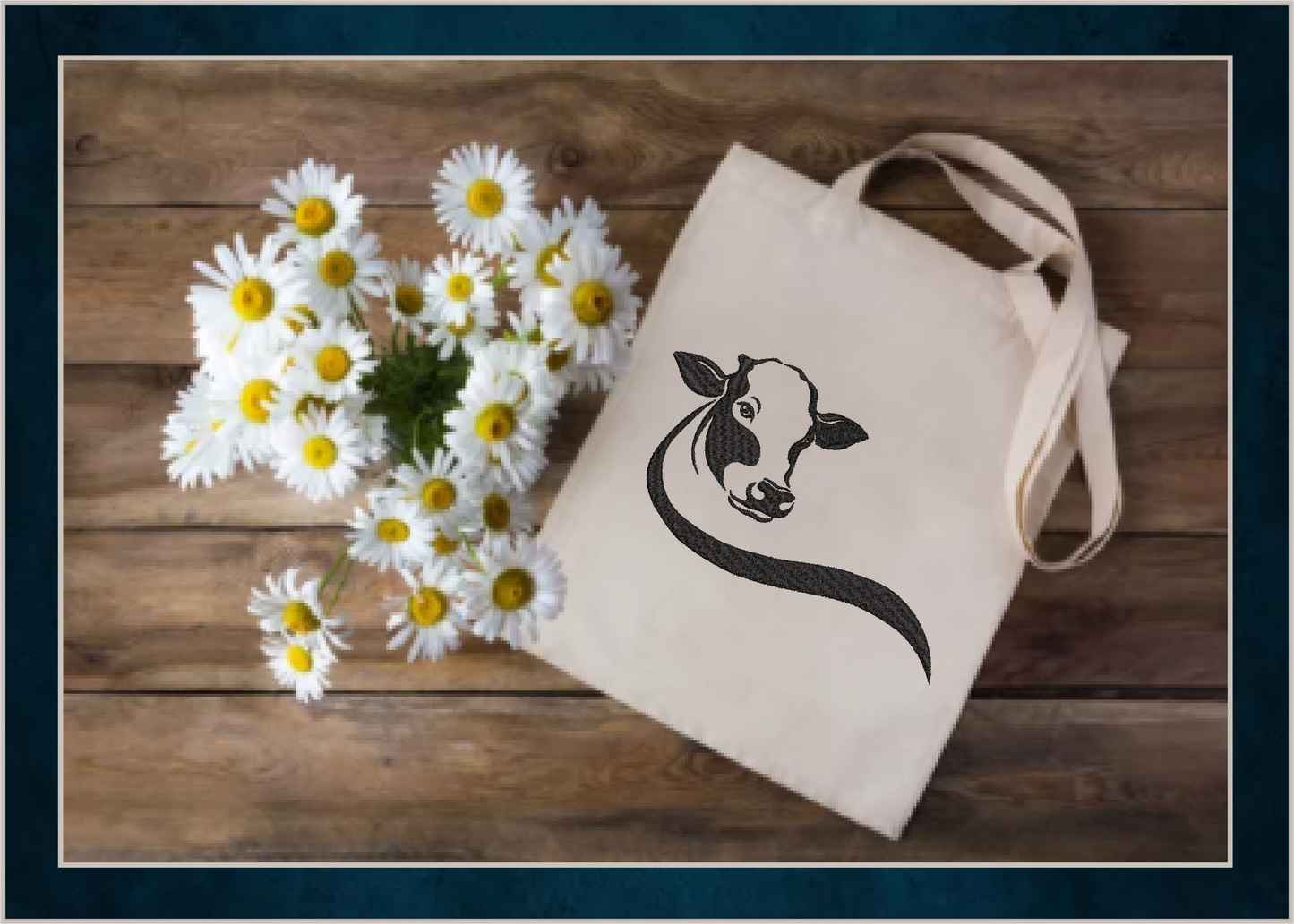 Cow Machine Embroidery Design, Bull Embroidery Pattern, Farm Animal Embroidery Pattern, 4 Sizes (0453)