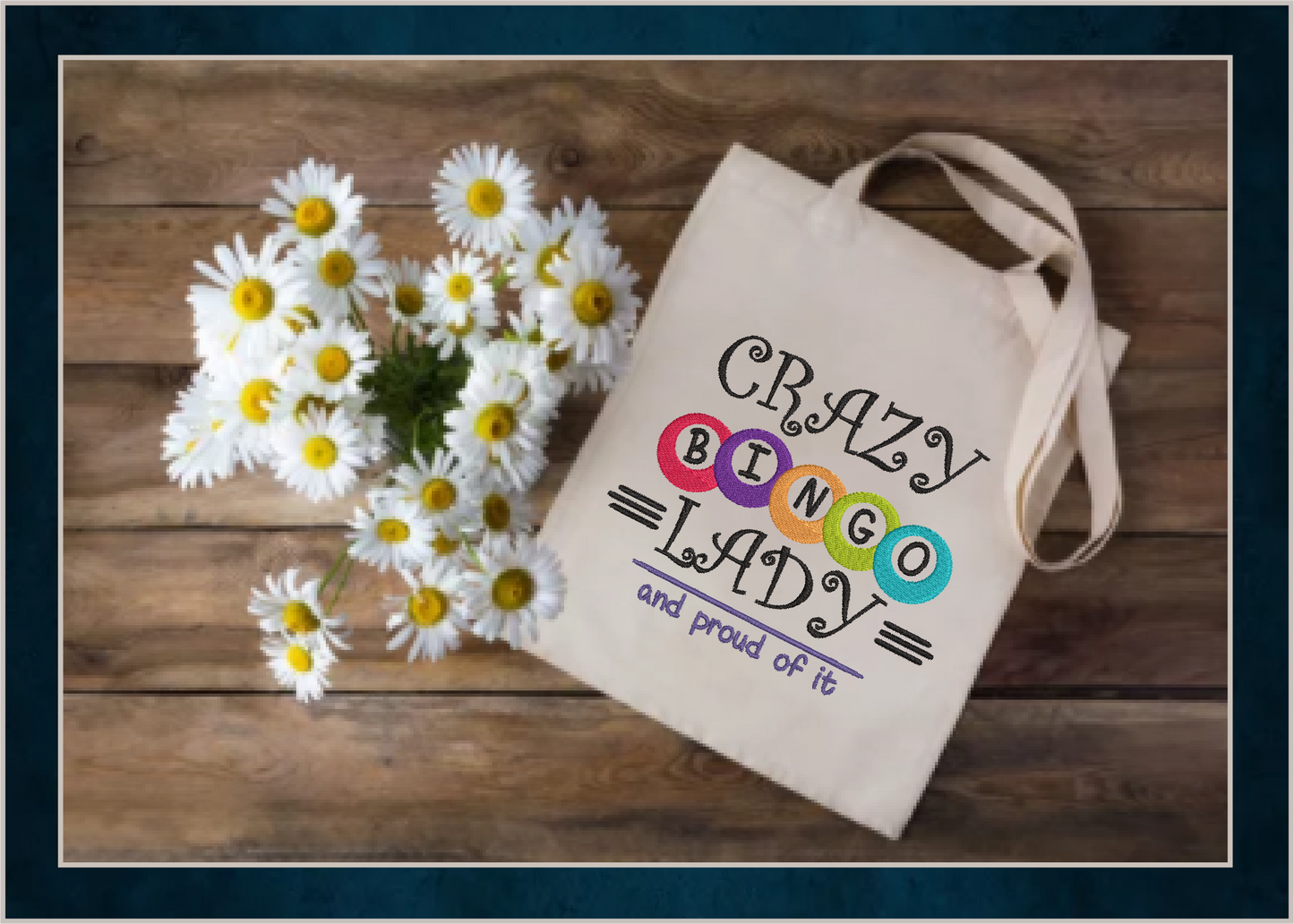 Crazy Bingo Lady Machine Embroidery Design. Proud Bingo Lady Embroidery, Bingo Balls Embroidery Pattern, 6 Sizes (0470)