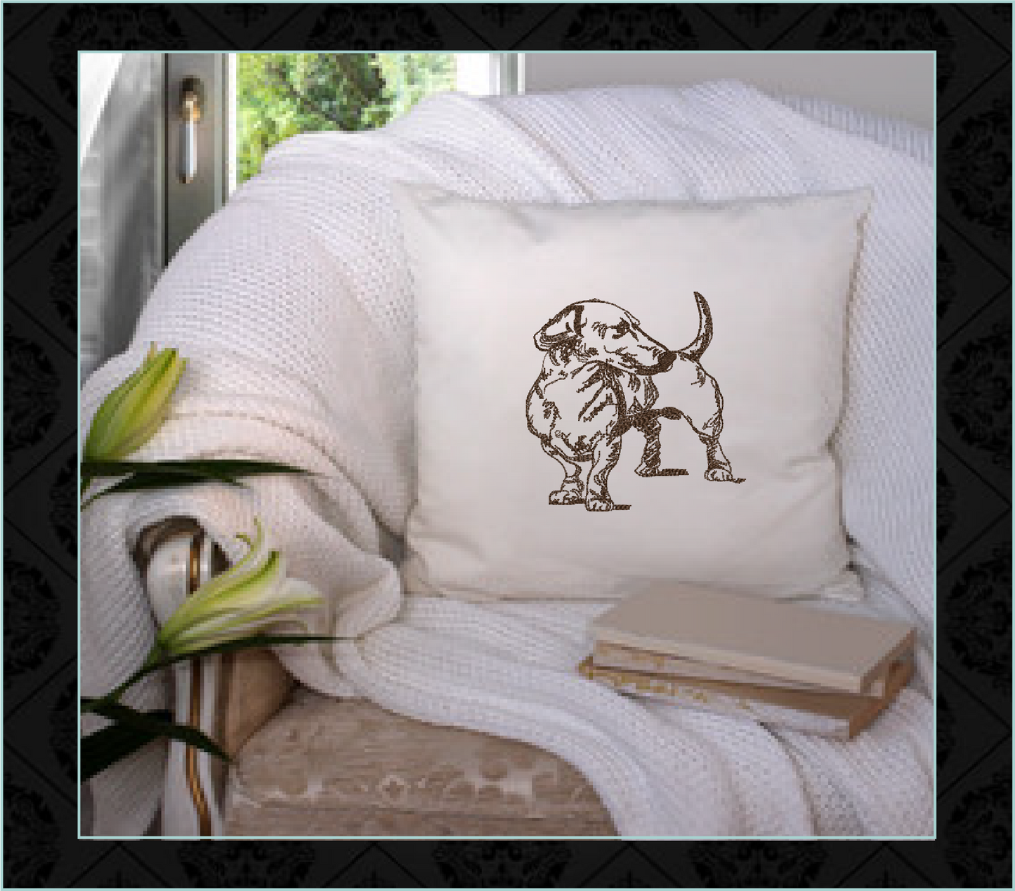 Dachshund Sketch Machine Embroidery Design – Minimalist Dog Pattern for Dog Lovers, 8 Sizes (0490)