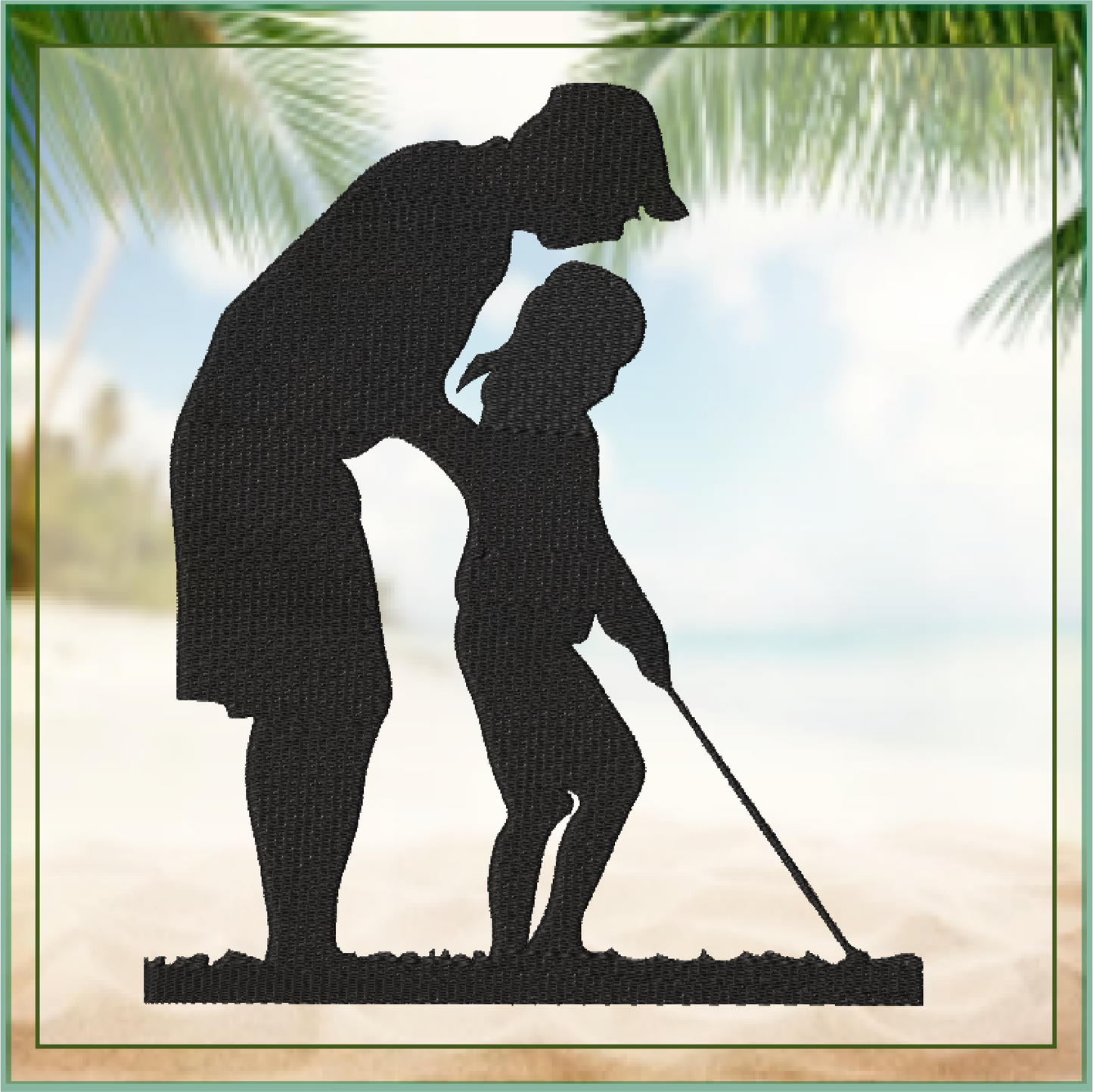Father Daughter Golf Silhouette Machine Embroidery Design | Golf Lesson Embroidery Pattern | Father's Day Gift Idea | 8 Sizes (0780)