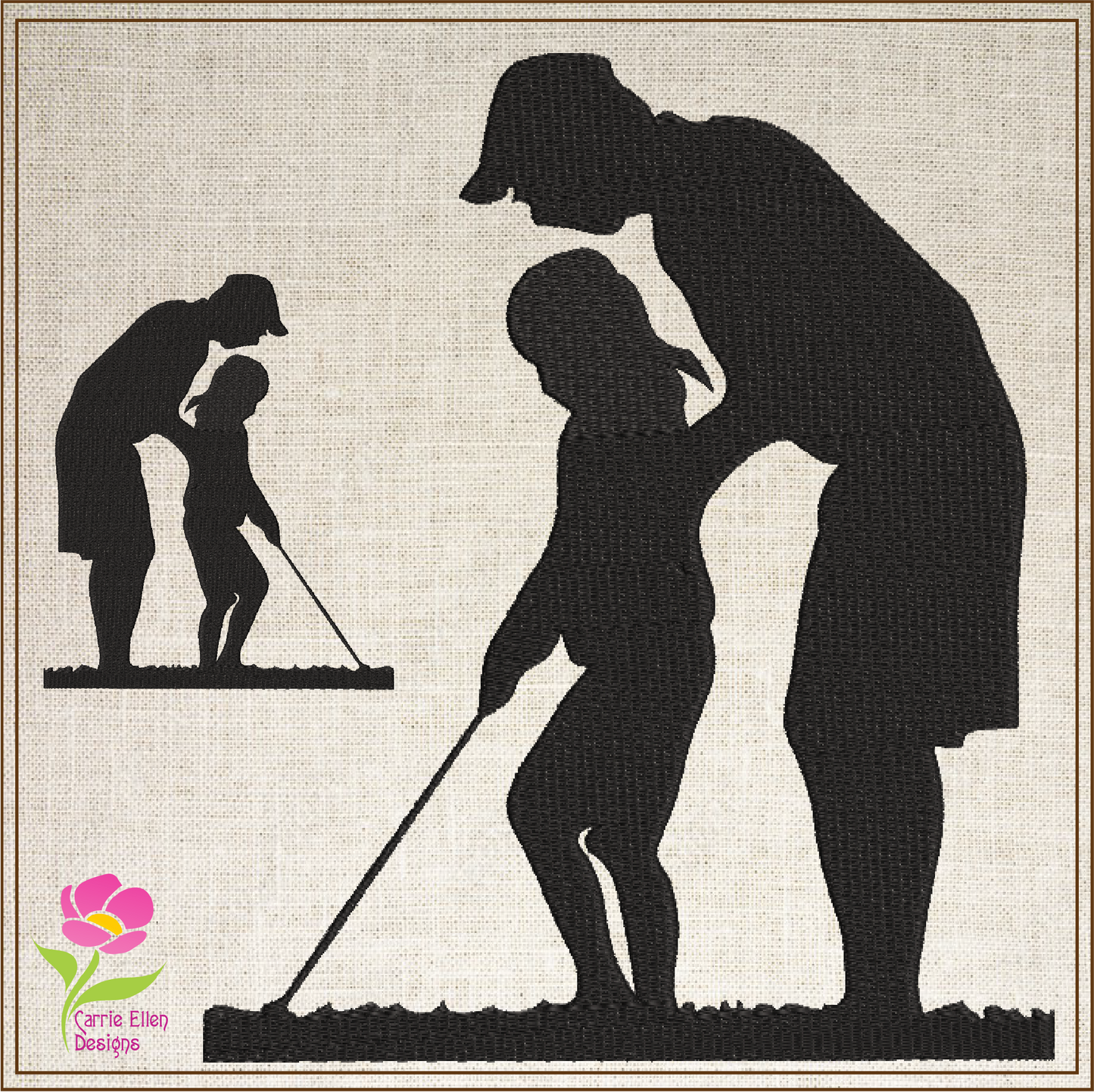 Father Daughter Golf Silhouette Machine Embroidery Design | Golf Lesson Embroidery Pattern | Father's Day Gift Idea | 8 Sizes (0780)