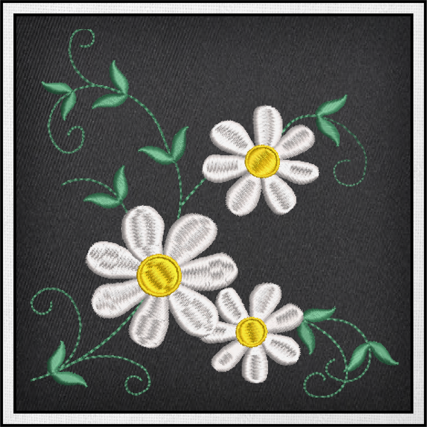 Daisies Machine Embroidery Design | Garden Flowers & Floral Bouquet Pattern | Botanical Embroidery | 6 Sizes (0594)