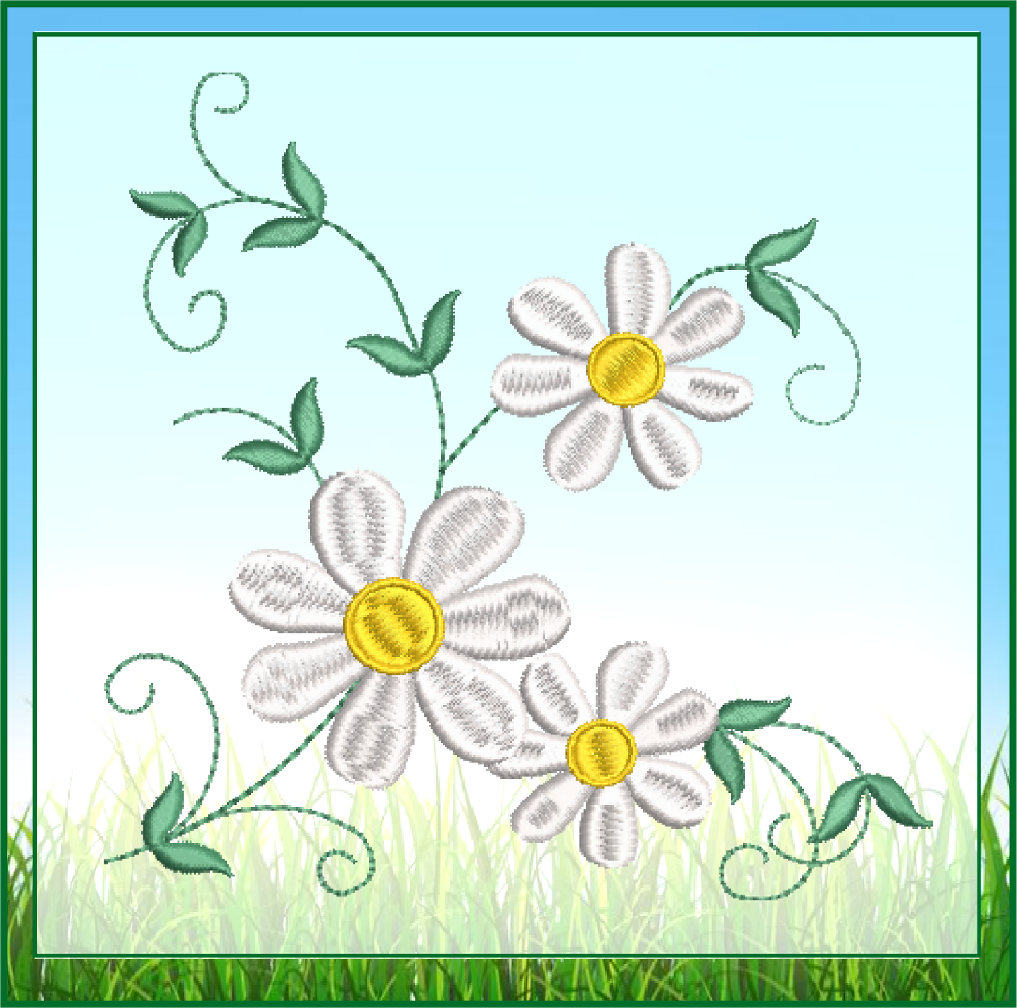 Daisies Machine Embroidery Design | Garden Flowers & Floral Bouquet Pattern | Botanical Embroidery | 6 Sizes (0594)