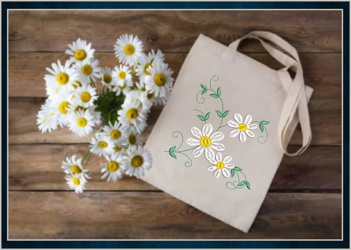 Daisies Machine Embroidery Design | Garden Flowers & Floral Bouquet Pattern | Botanical Embroidery | 6 Sizes (0594)