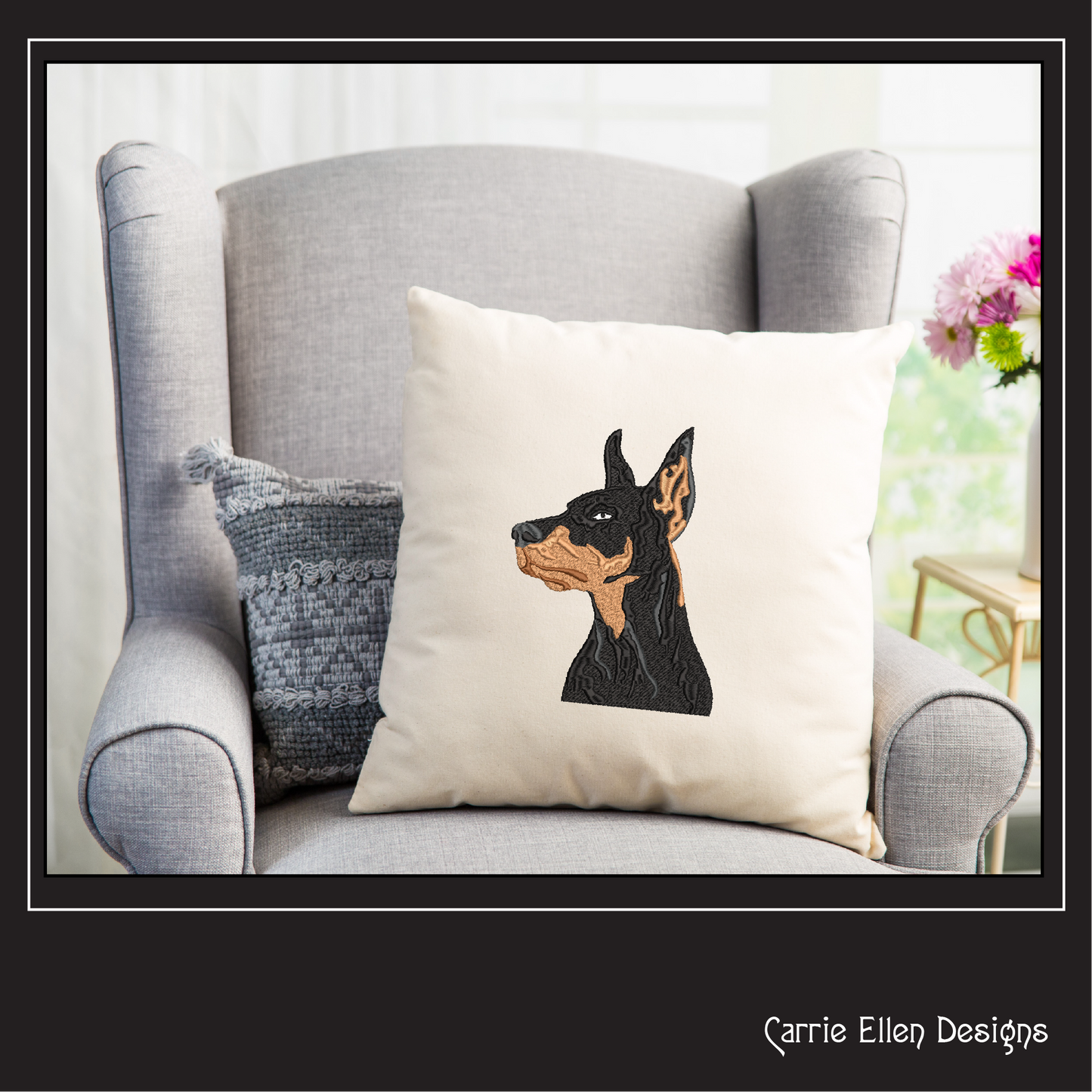 Doberman Pinscher Profile Machine Embroidery Design – Dog Lover Pattern – 6 Sizes (1404)