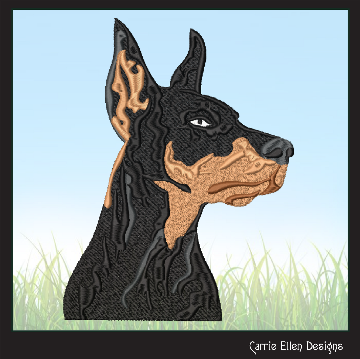 Doberman Pinscher Profile Machine Embroidery Design – Dog Lover Pattern – 6 Sizes (1404)