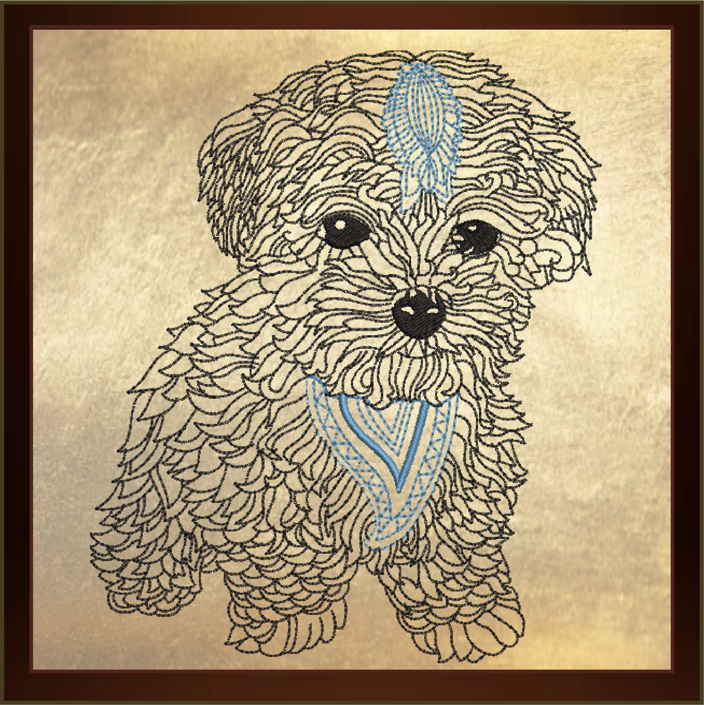Abstract Line Art Dog Machine Embroidery Design | Mandala Style Puppy Pet Design, 4 Sizes (0425)