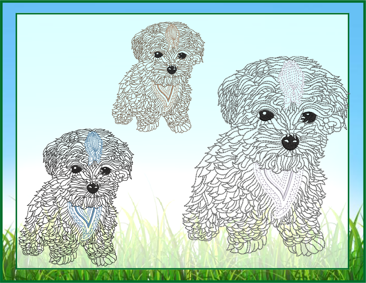 Abstract Line Art Dog Machine Embroidery Design | Mandala Style Puppy Pet Design, 4 Sizes (0425)