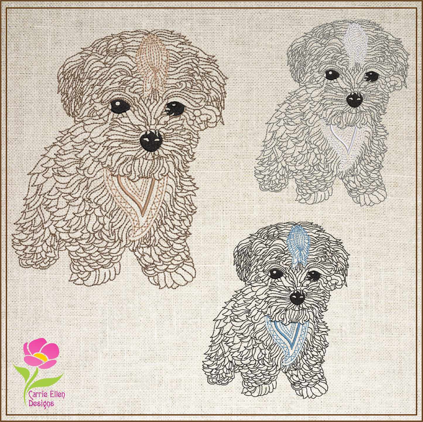 Abstract Line Art Dog Machine Embroidery Design | Mandala Style Puppy Pet Design, 4 Sizes (0425)