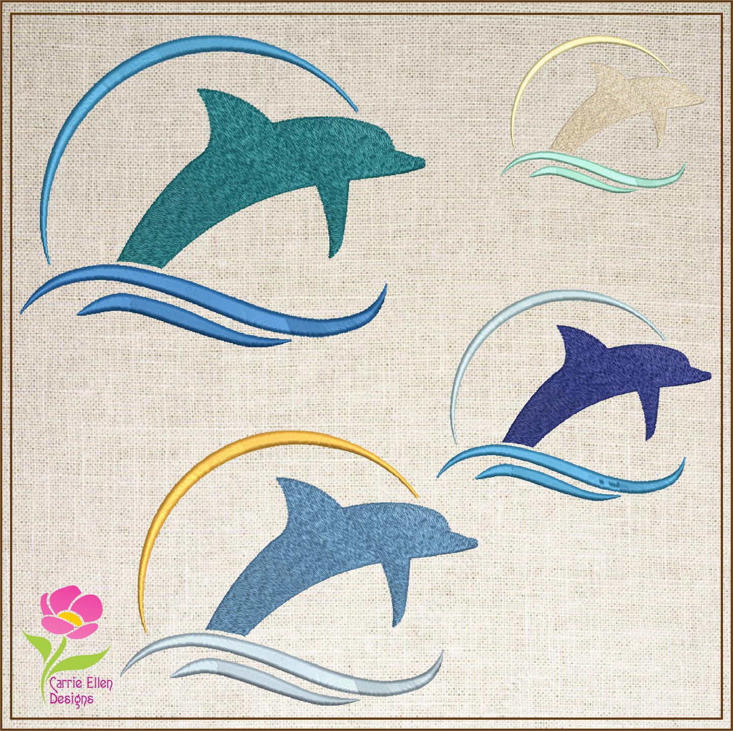 Dolphin Machine Embroidery Design, Bottlenose Dolphin Embroidery Pattern, Jumping Dolphin Design, 10 Sizes (0352)