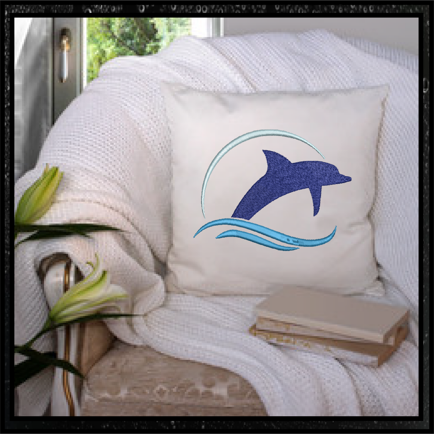 Dolphin Machine Embroidery Design, Bottlenose Dolphin Embroidery Pattern, Jumping Dolphin Design, 10 Sizes (0352)