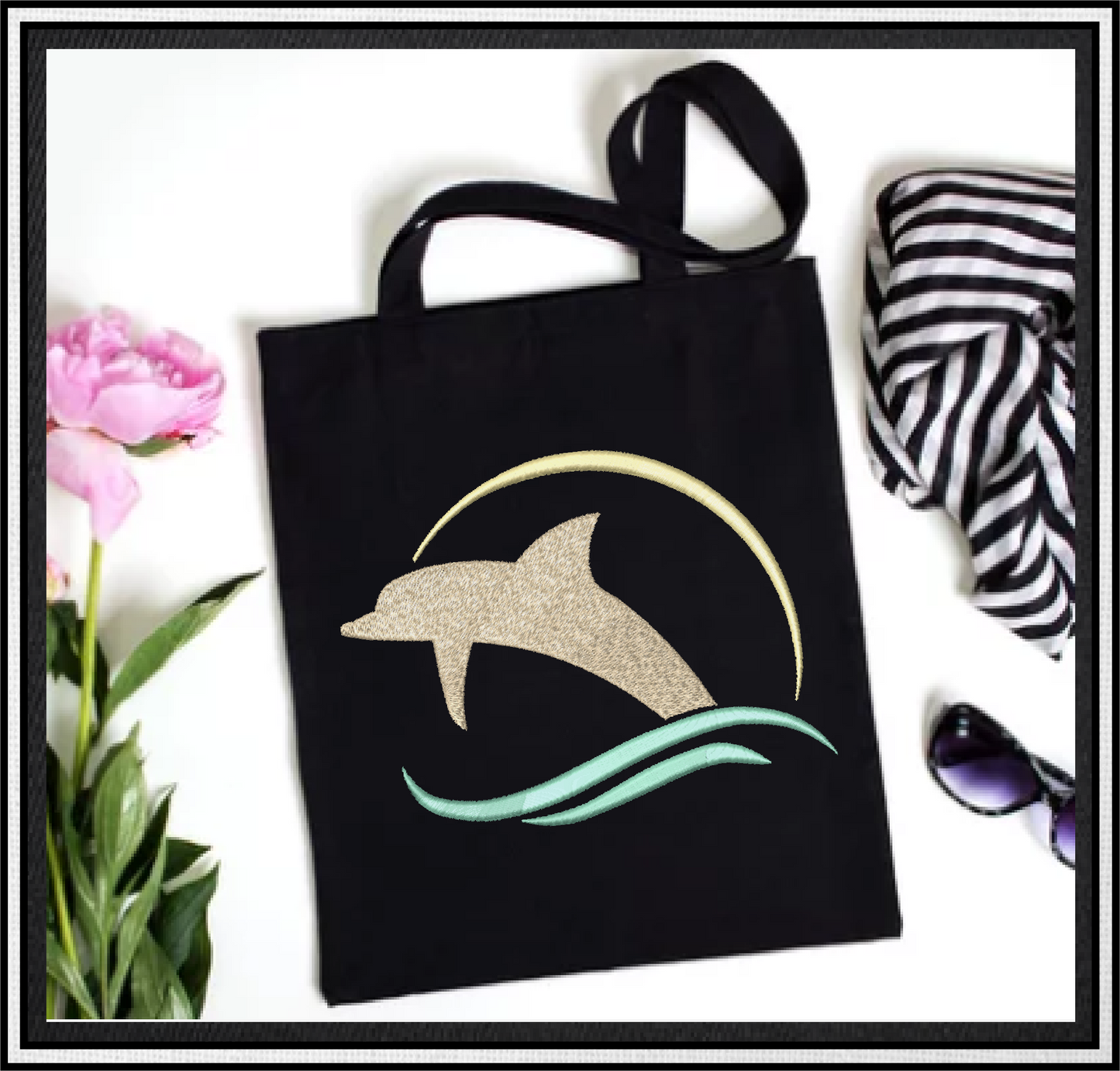 Dolphin Machine Embroidery Design, Bottlenose Dolphin Embroidery Pattern, Jumping Dolphin Design, 10 Sizes (0352)