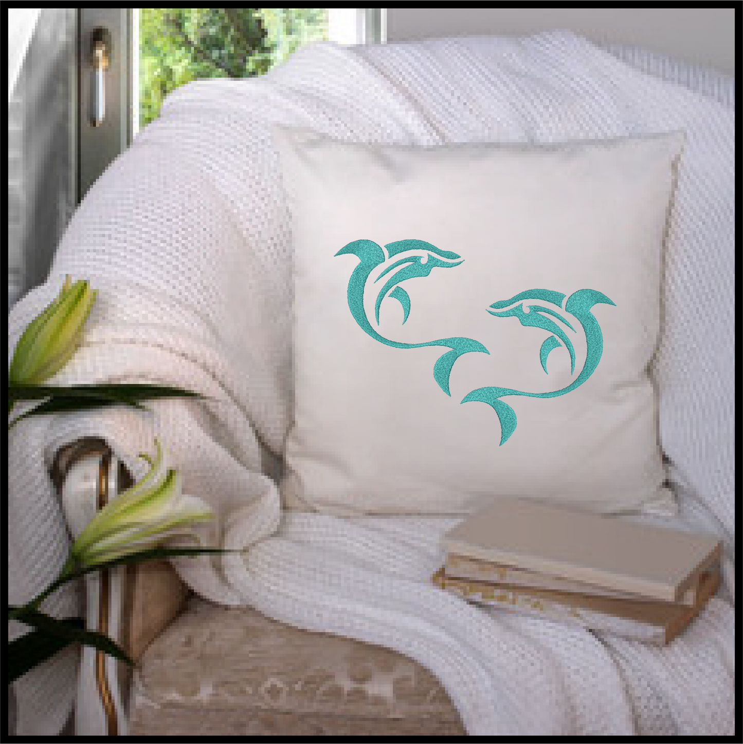Dolphin Machine Embroidery Design | Bottlenose Dolphin Jumping Embroidery Pattern | 8 Sizes (0847)