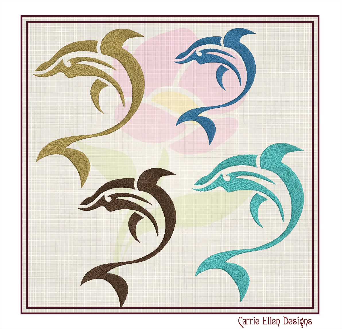 Dolphin Machine Embroidery Design | Bottlenose Dolphin Jumping Embroidery Pattern | 8 Sizes (0847)