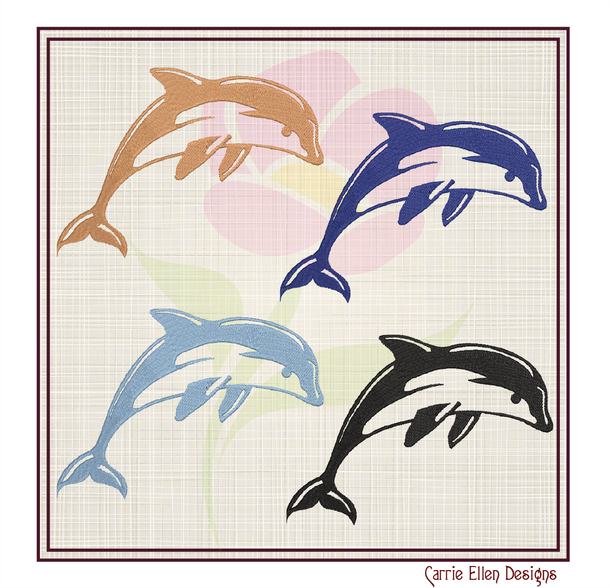 Dolphin Machine Embroidery Design | Bottlenose Dolphin Jumping Embroidery Pattern | 8 Sizes (0848)