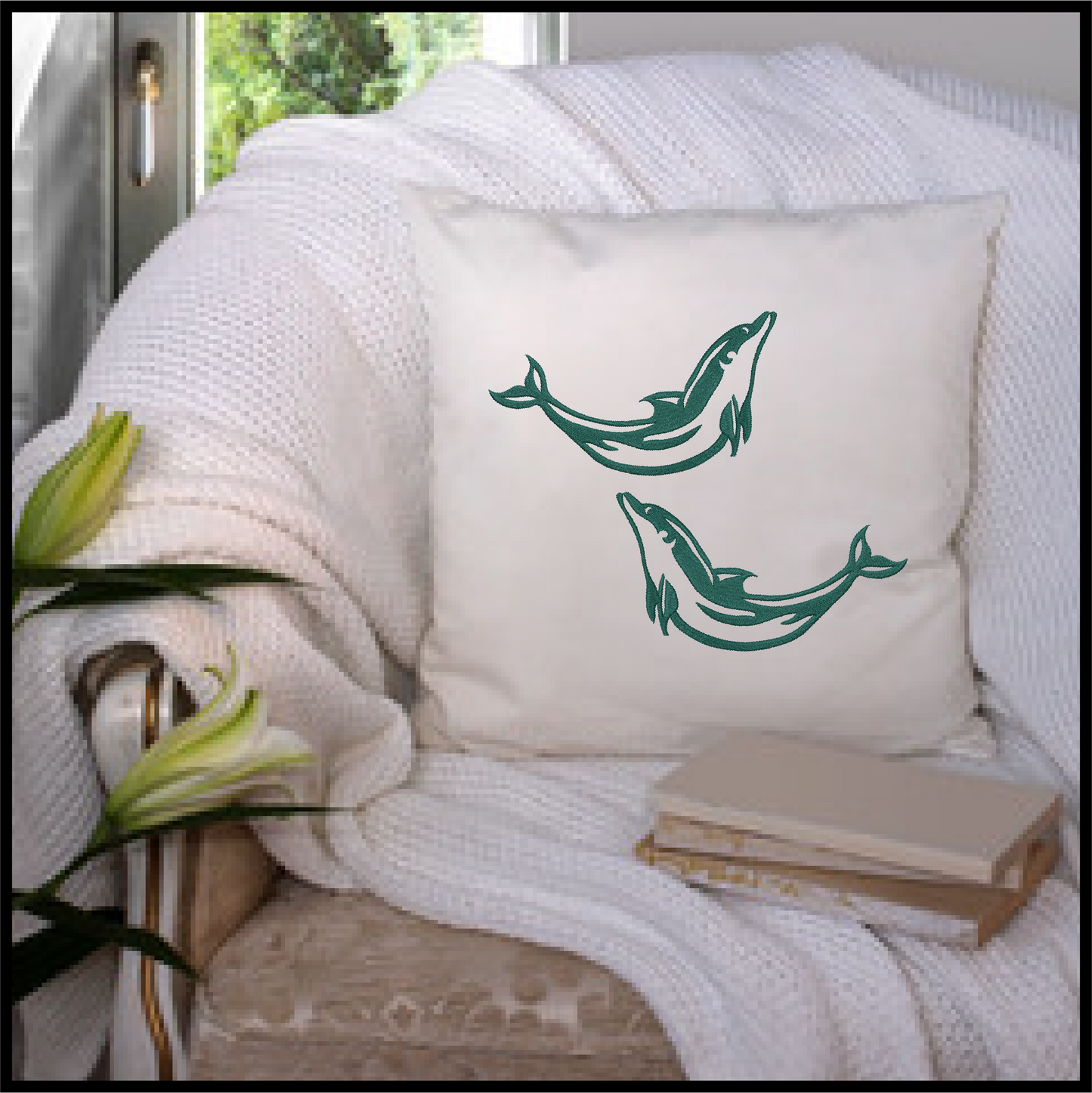 Dolphin Machine Embroidery Design Bundle | Jumping Bottlenose Dolphin Patterns | 4 Designs, 8 Sizes Each (0851)