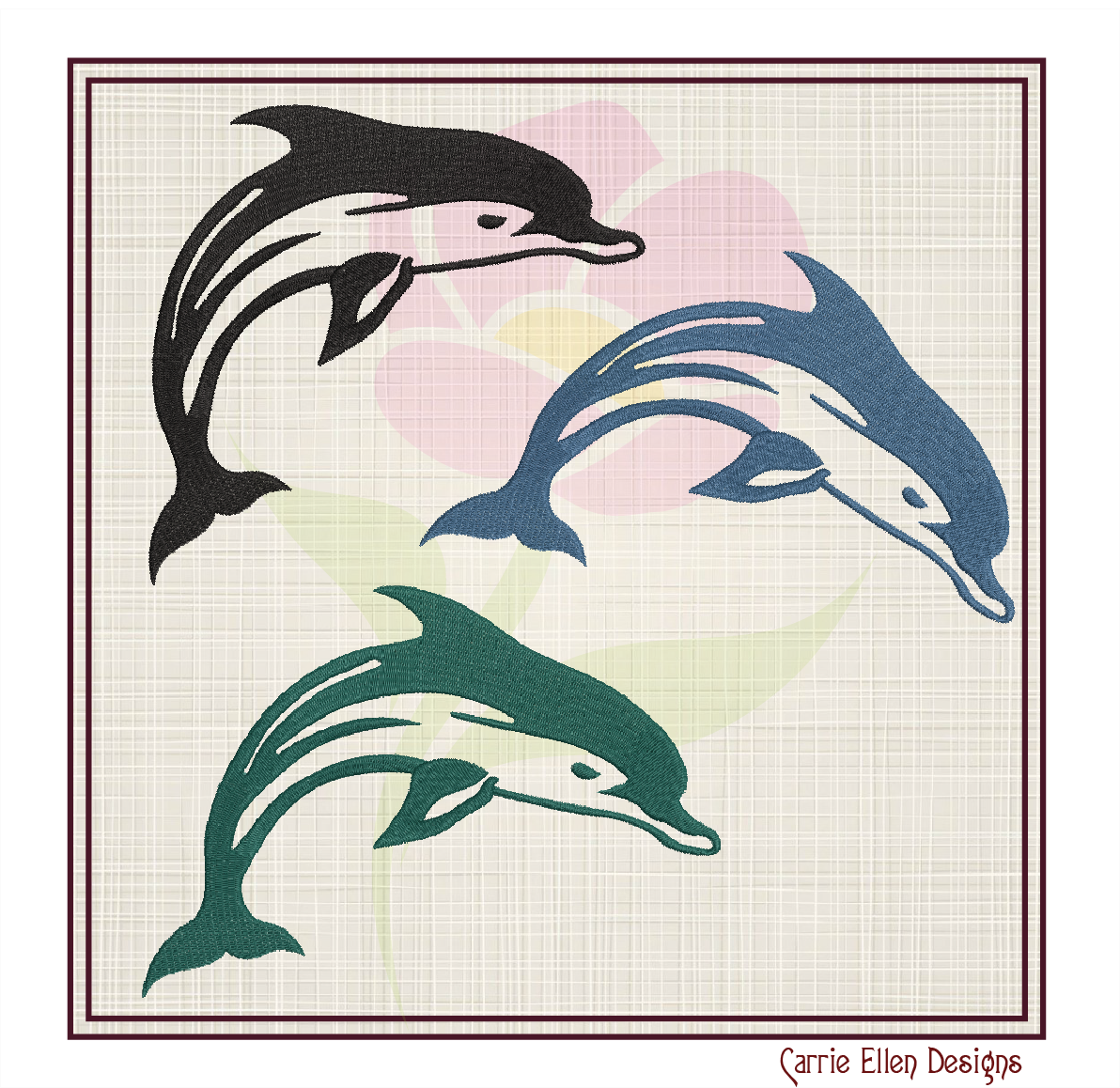 Dolphin Machine Embroidery Design | Jumping Bottlenose Dolphin Embroidery Pattern | 8 Sizes (0850)
