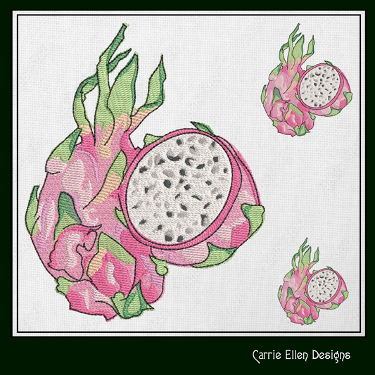 Dragon Fruit Machine Embroidery Design | Unique Exotic Fruit Embroidery | Fresh Produce Pattern | 6 Sizes (1699)