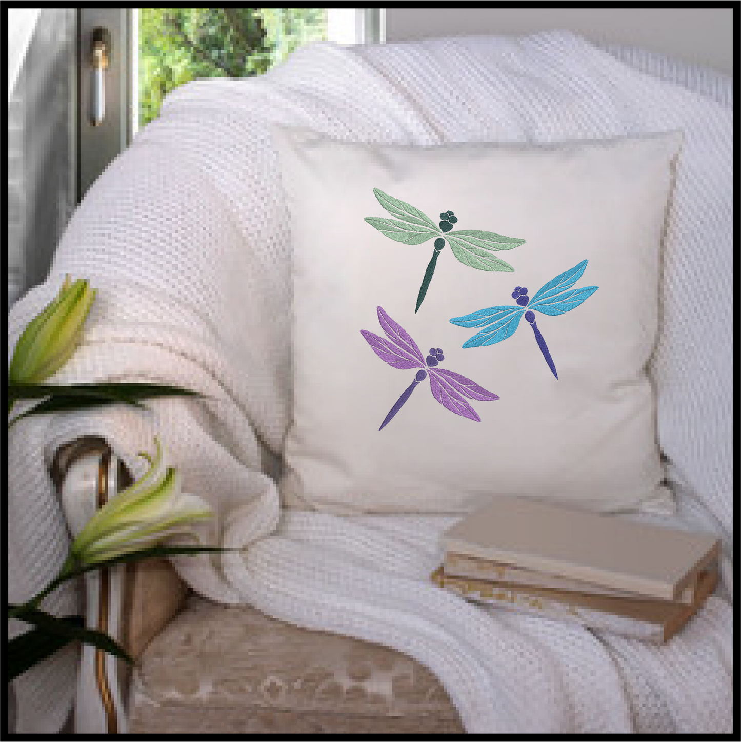 Dragonfly Machine Embroidery Design – Garden Insect & Bee Embroidery Pattern, 6 Sizes (0553)
