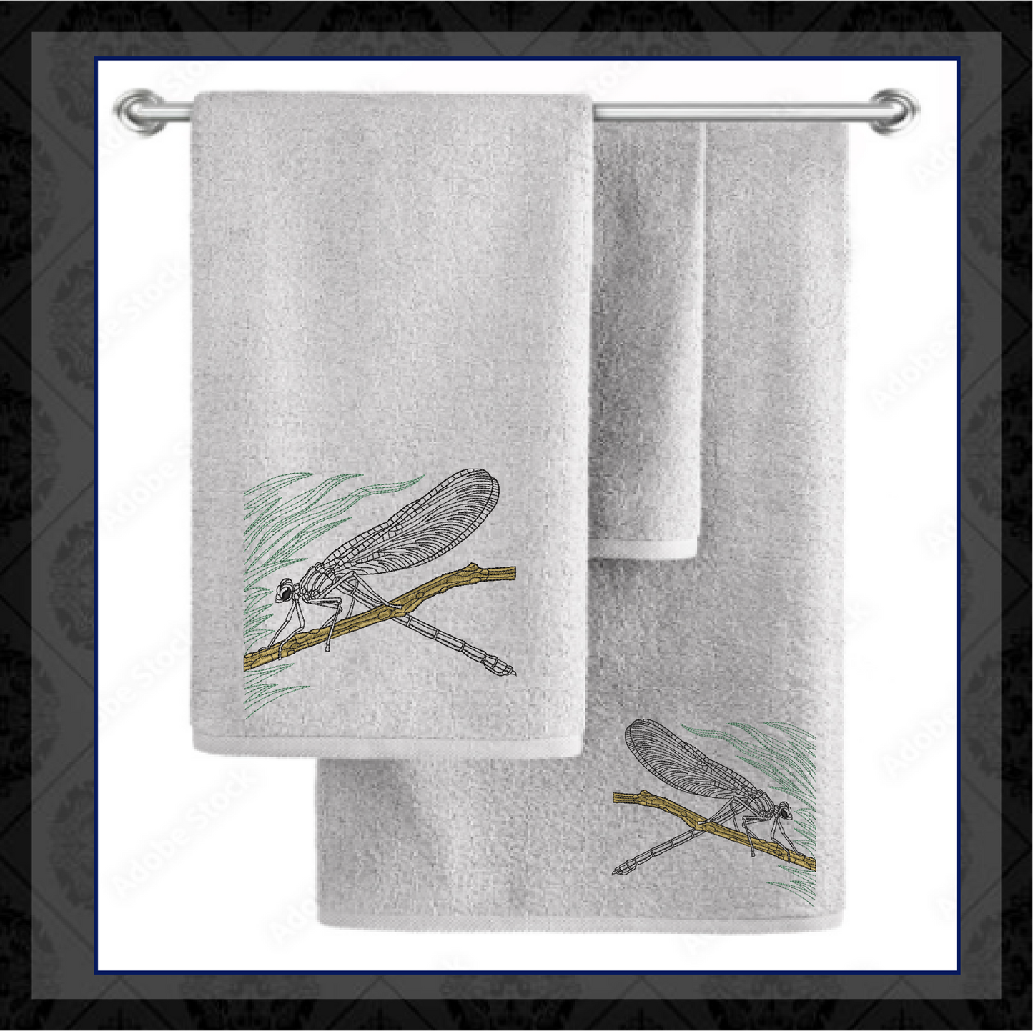 Dragonfly Machine Embroidery Design | Garden Insect and Bee Embroidery Sketch Pattern | 6 Sizes (0699)
