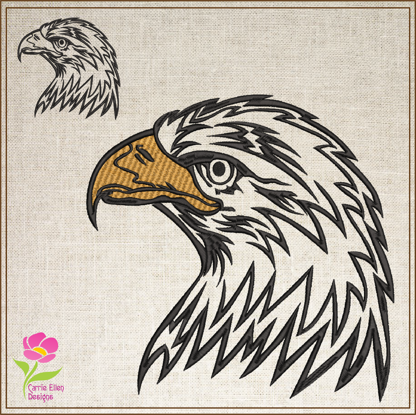 Eagle Machine Embroidery Design | American Bald Eagle Head Pattern | Patriotic Embroidery Design | 8 Sizes (0601)