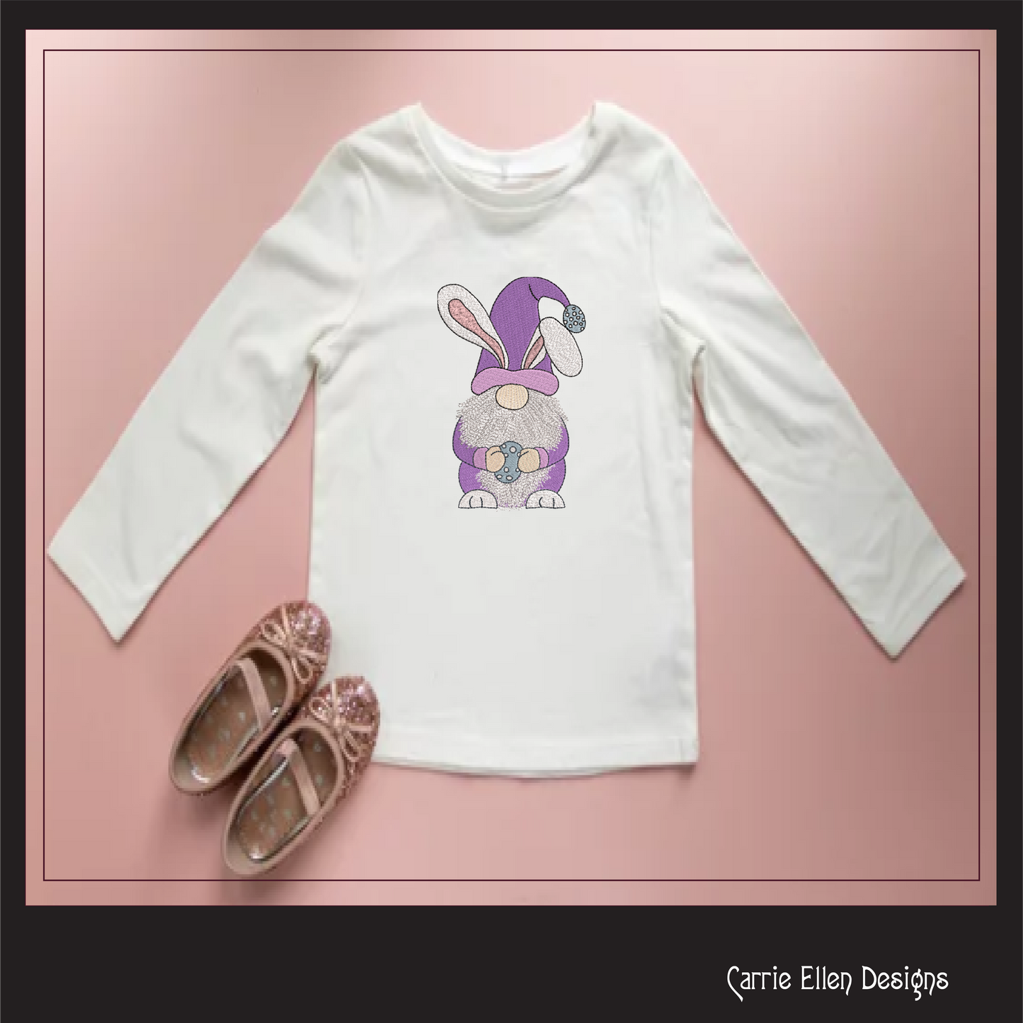 Gnome Easter Bunny Machine Embroidery Design – Holiday Easter Egg Bunny – 6 Sizes (1385)
