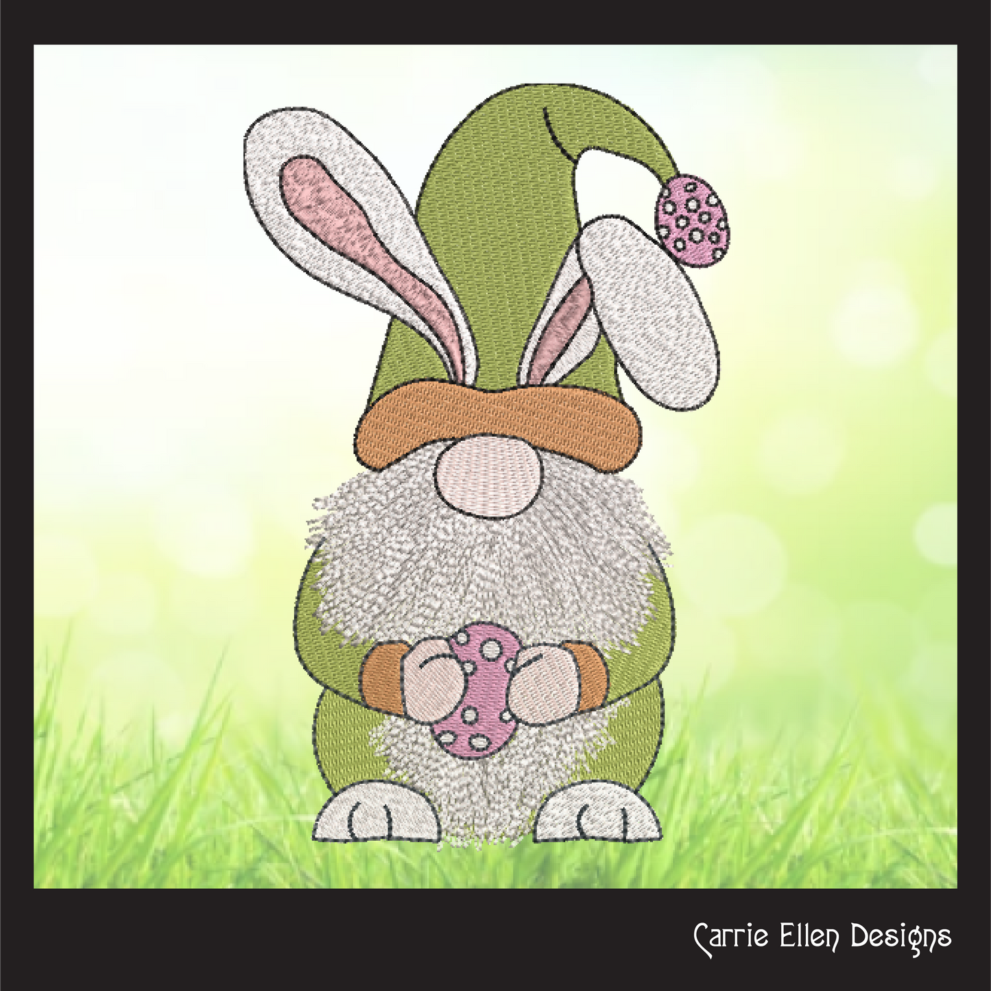 Gnome Easter Bunny Machine Embroidery Design – Holiday Easter Egg Bunny – 6 Sizes (1385)